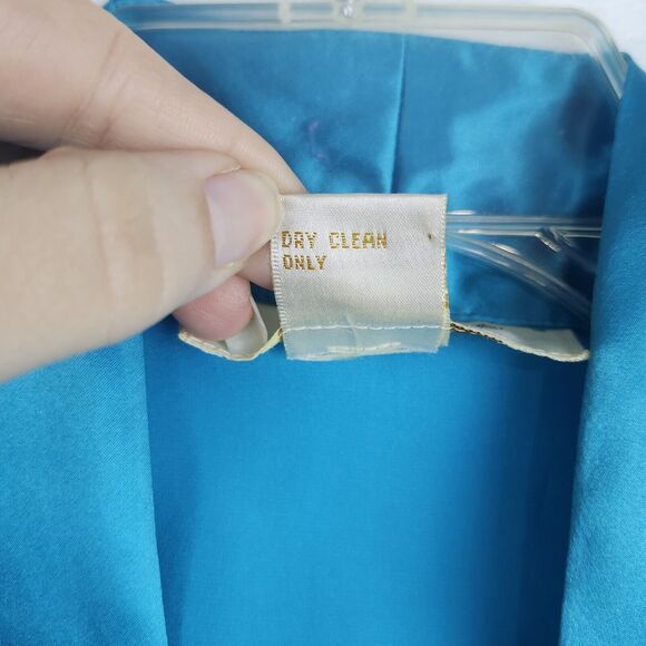 Vtg 100% Silk Satin Wrap Blouse Sz 4 Luxe Peck & Peck Long Sleeve Side Button - Picture 10 of 13